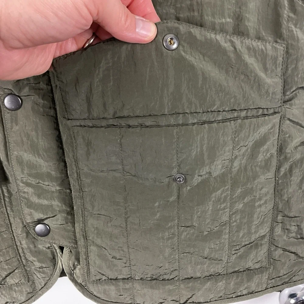 YAGYA Women's Olive Green Quilted Riding Vest Primaloft Silver Size L | Europe
